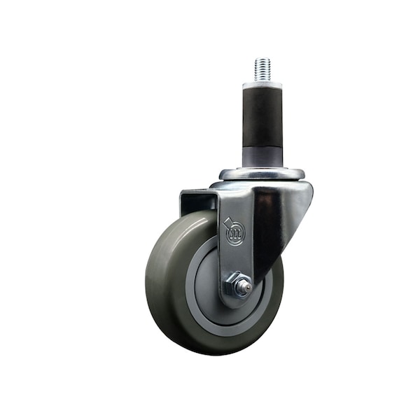 3.5'' SS Gray Poly Wheel Swivel 1-1/4'' Expanding Stem Caster